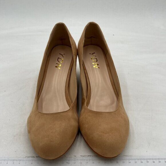 YDN Nude Almond Toe Slip on Pump Wedge Low Heels Date Office Shoes - Picture 3 of 8